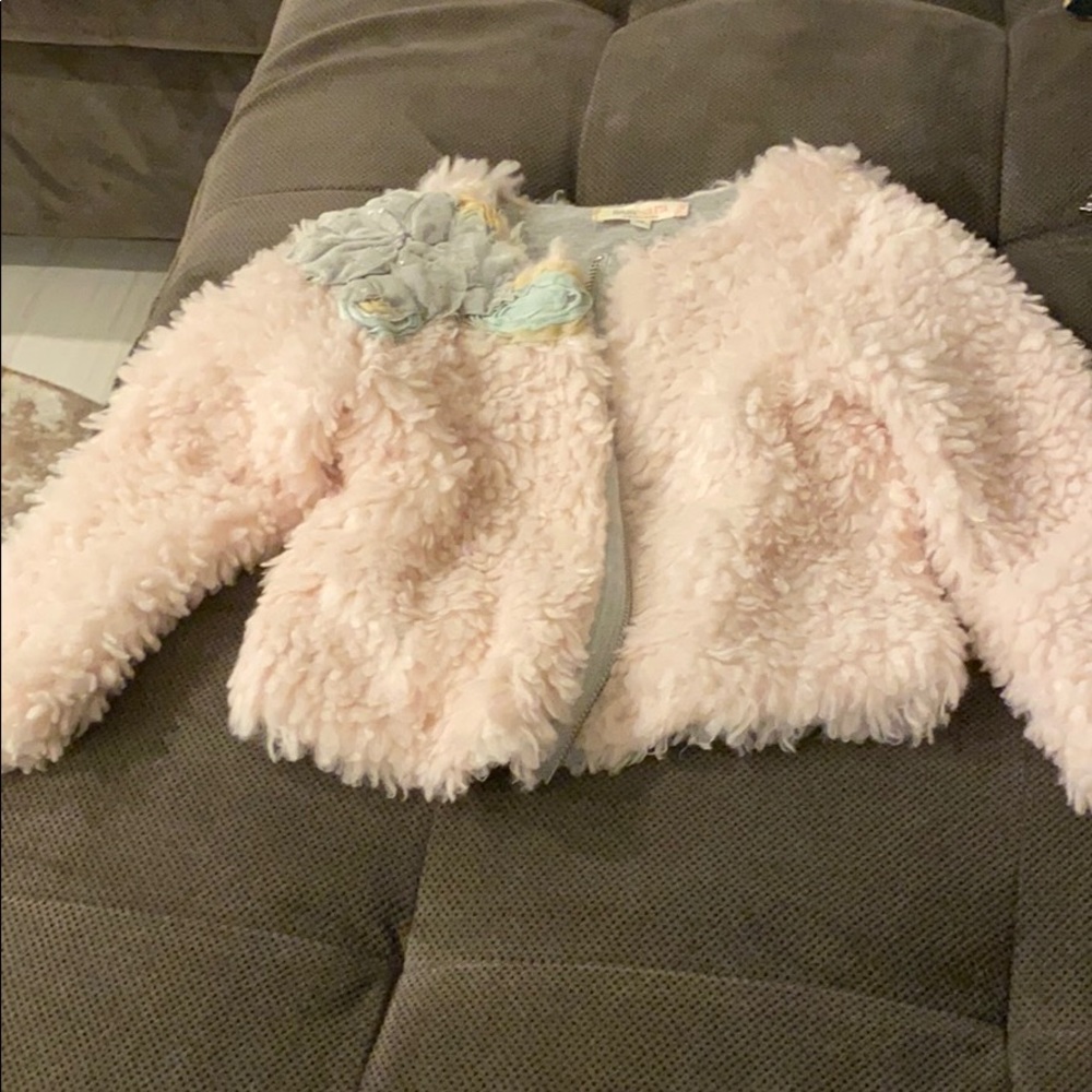 NWOT baby Sara faux fur embellished jacket